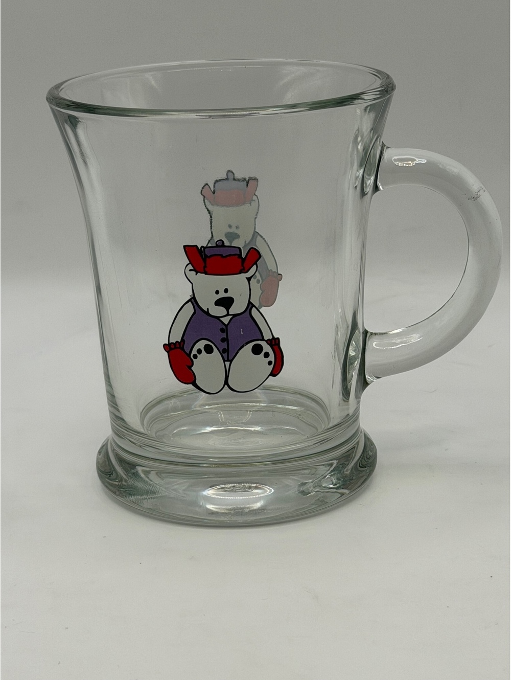Clear glass teddy bear mug